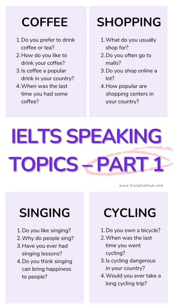 Common IELTS speaking questions part 1