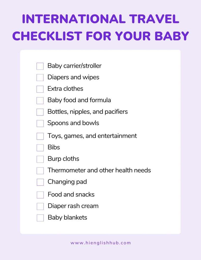 International travel checklist for your baby