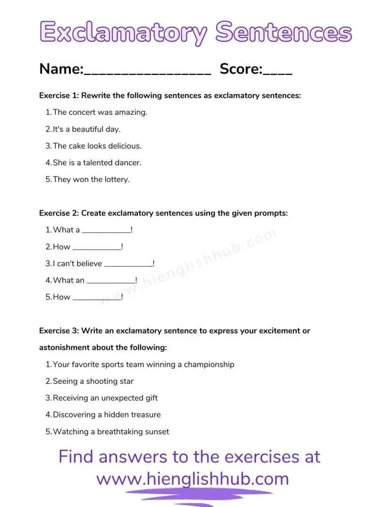 Exclamatory sentence exercises