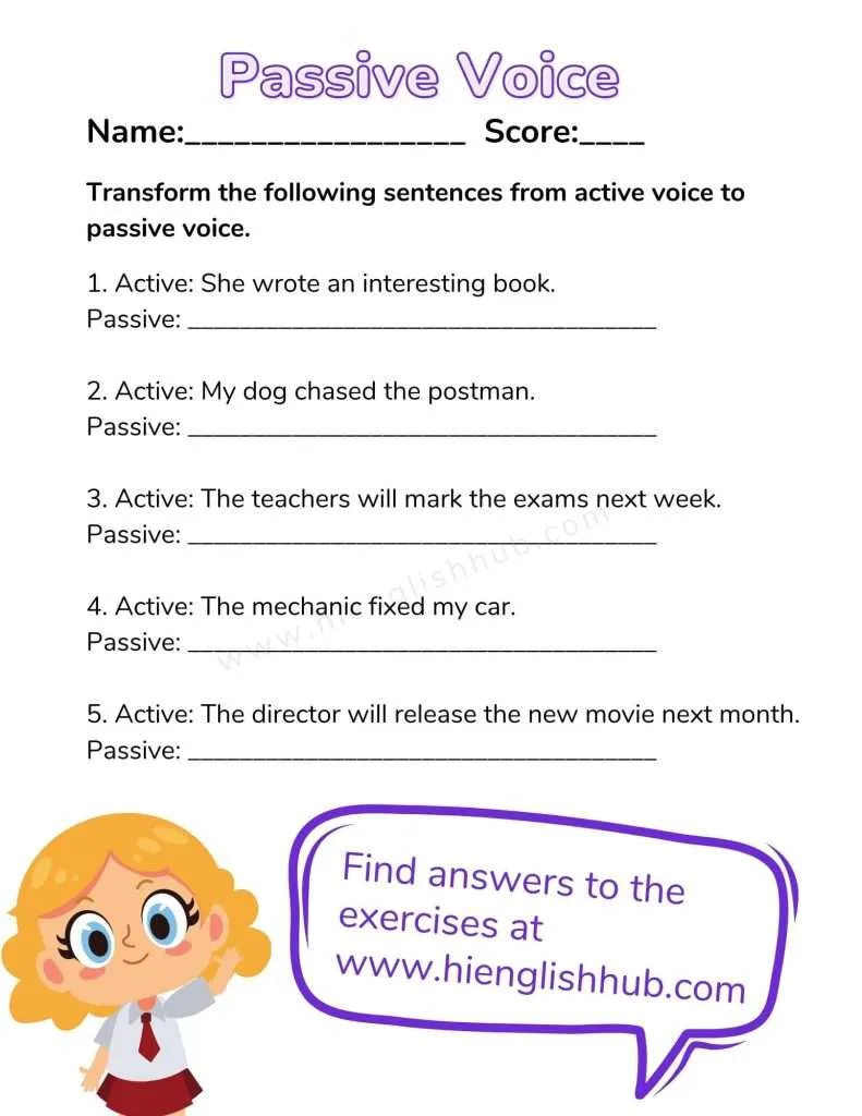 Passive voice exercises with answers