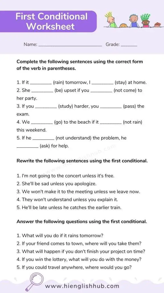 First conditional exercises with answers