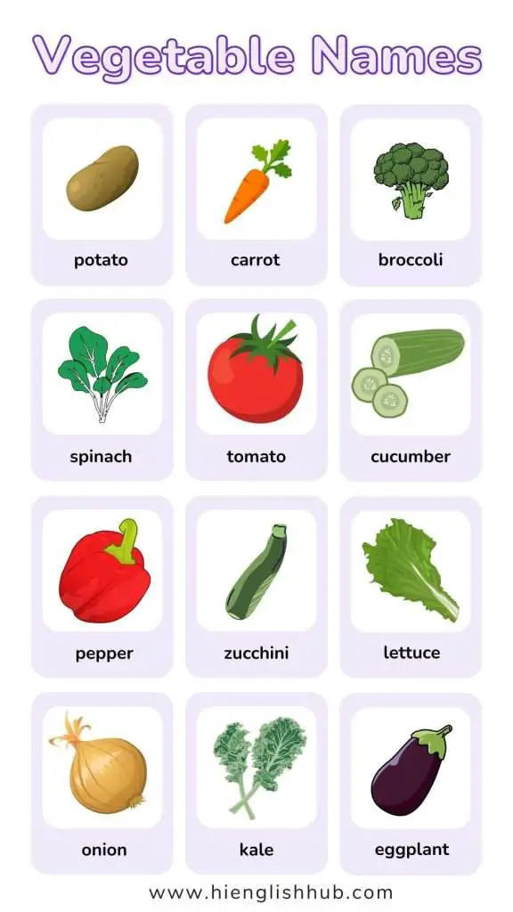 Vegetable name list
