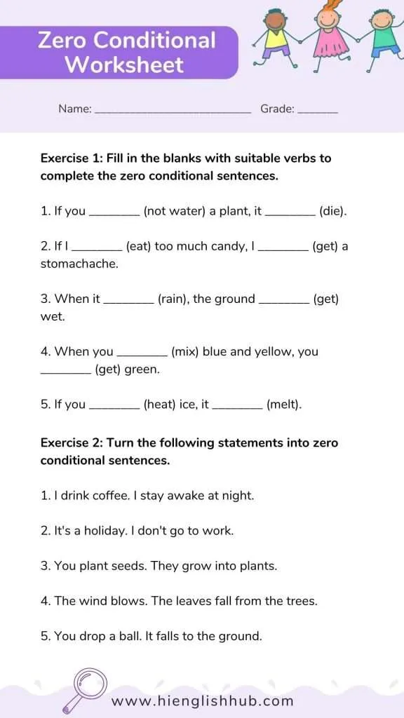 Zero conditional sentences exercises
